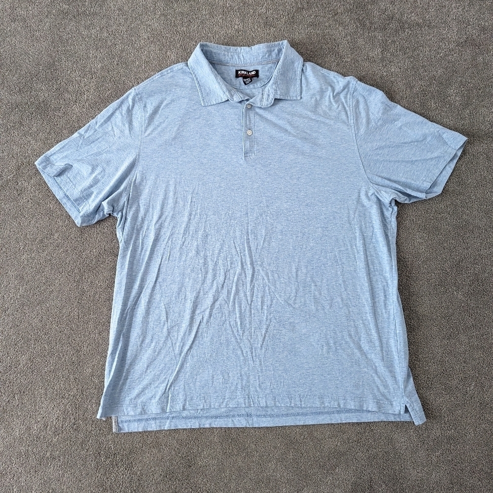 Kirkland Signature Men's Cotton Silk Polo T-shirt Size XXL Blue